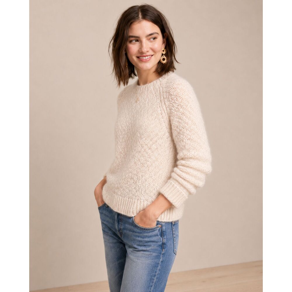 J. Crew Alpaca Cuffed Mockneck Sweater in Ivory